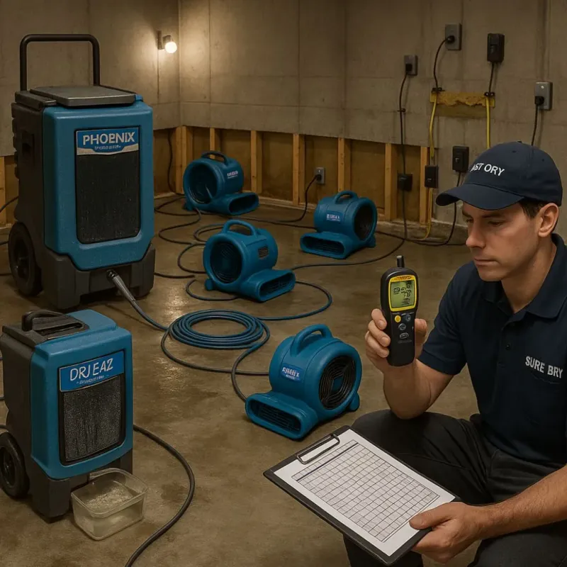 Structural Drying and Dehumidification process in Phillips, ME